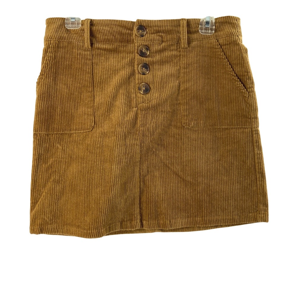 Umgee Corduroy Skirt Womens Medium Brown Short Aline Preppy Academia Pockets